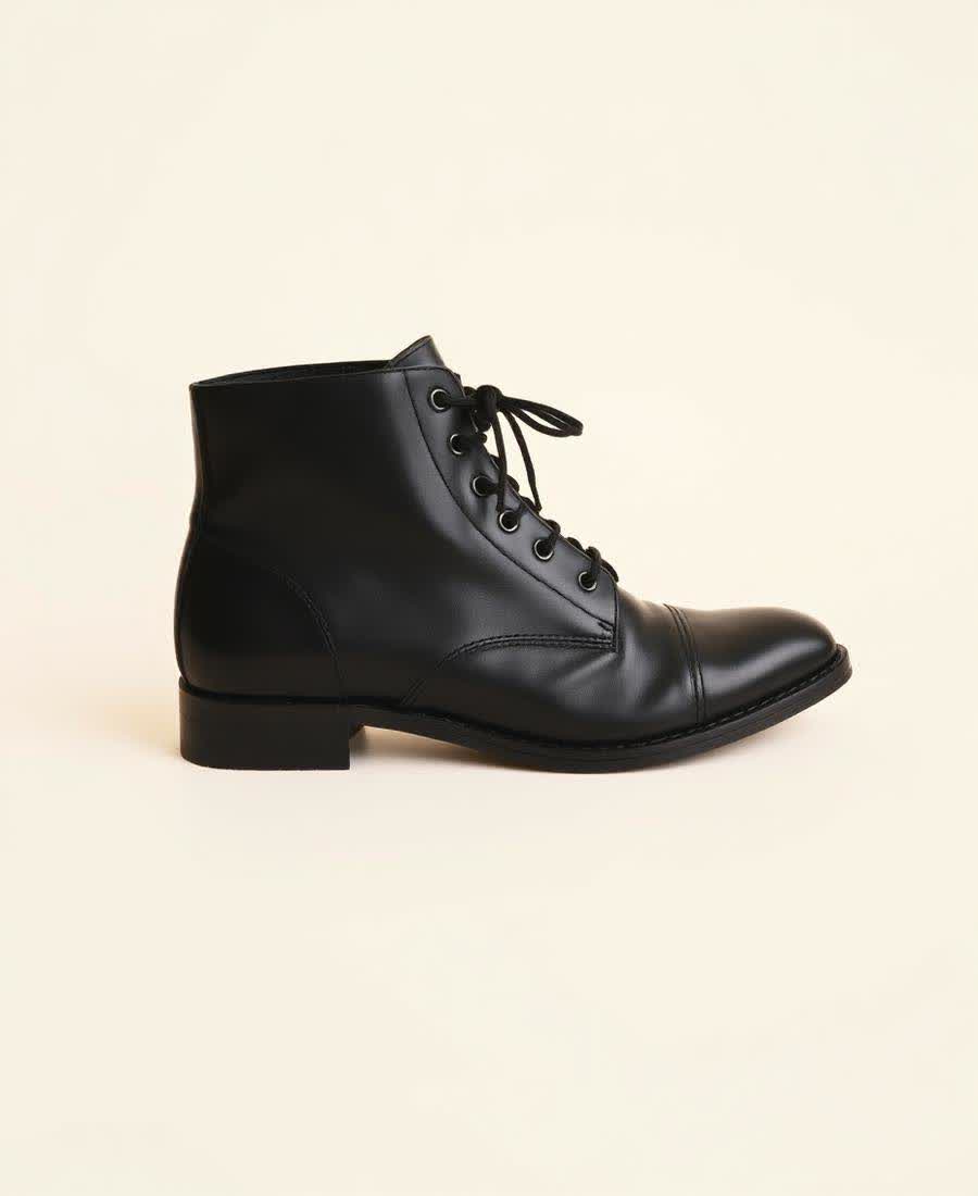 Black Lace-Up Ankle Boots